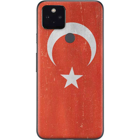 Turkish Flag Distressed Google Pixel 5a Skin